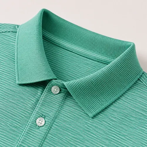 Corporate polo rib knit collar detail