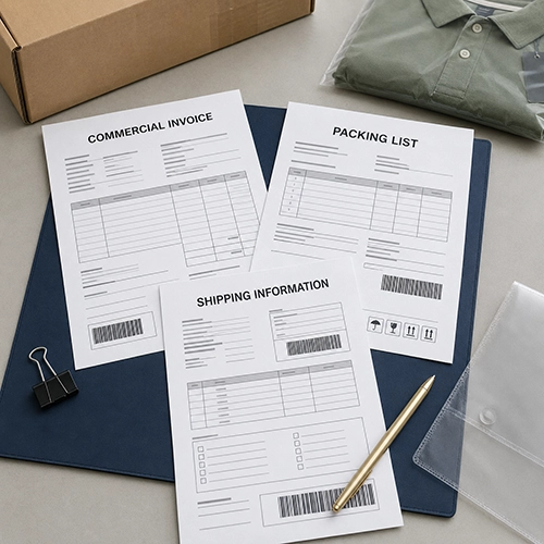 Commercial invoice packing list and shipping documents