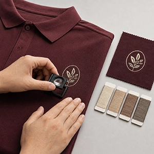 Embroidery sample approval for custom polo shirts