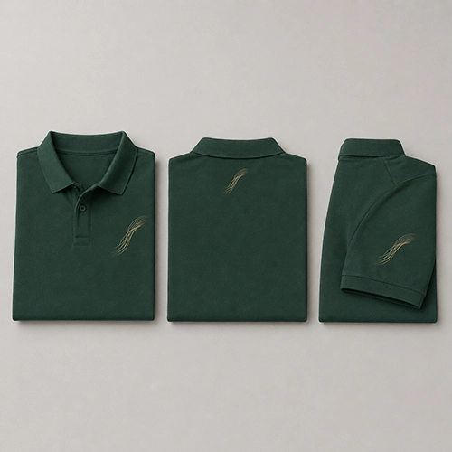 Front back and sleeve printing placement on a custom polo shirt