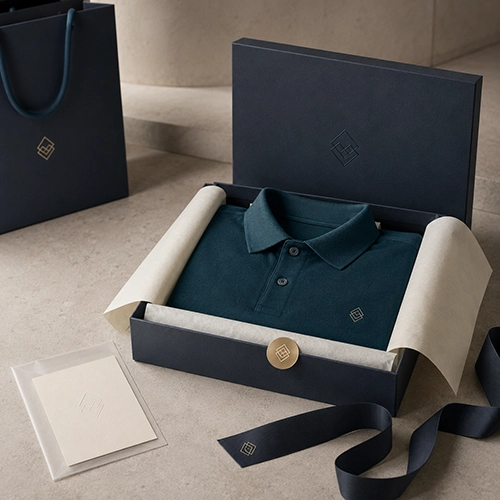 Premium polo retail packaging presentation