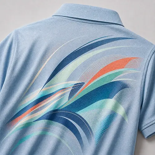 Sublimation printing on a polyester performance polo shirt